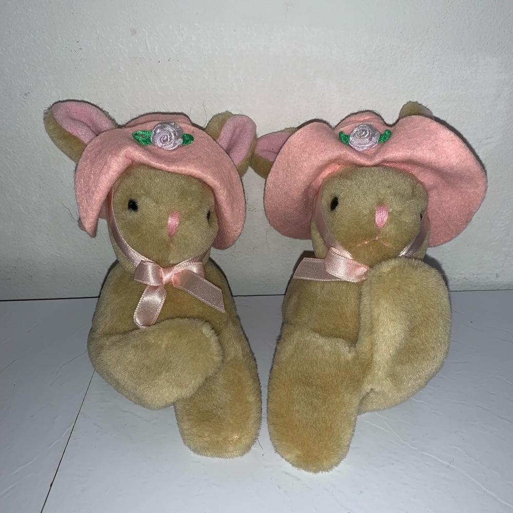 Vintage Gibson Greetings Easter Bunny Finger Puppets Lot Of 2